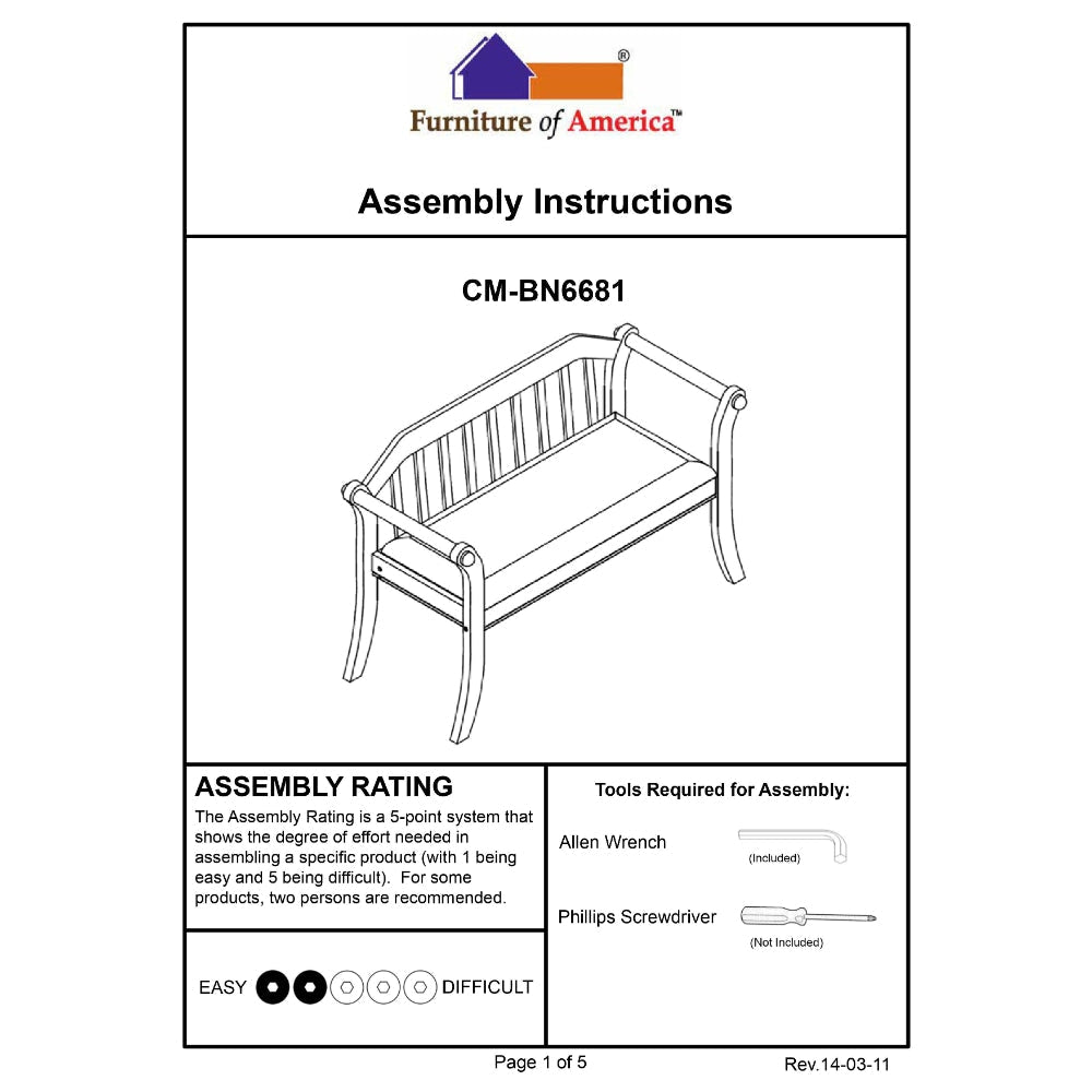 Derby Transitional Style Bench Dark Oak By Casagear Home FOA-CM-BN6681