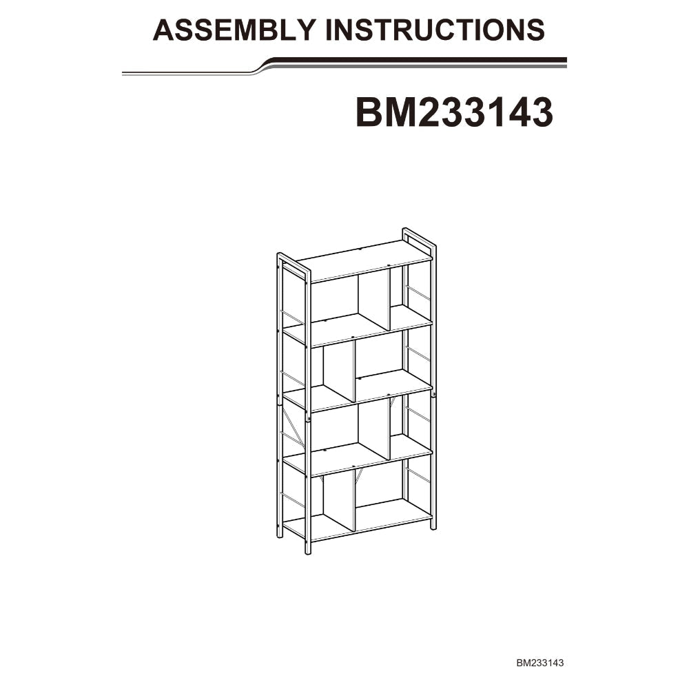 4 Tier Wood and Metal Bookcase with Crossbars Brown and Black By Casagear Home BM233143