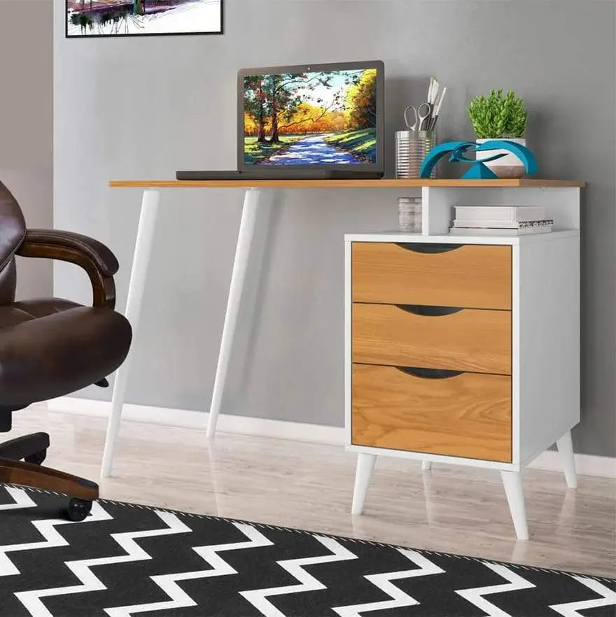 Wooden Computer Desk with Angled Legs