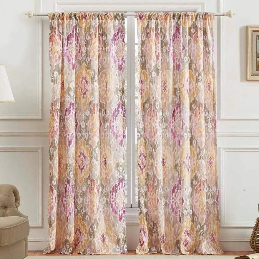 Fabric Panel Curtains with Medallion Pattern