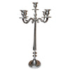 24 Inches Handcrafted 5 Arms Aluminum Candelabra in Traditional Style, Polished Silver Decorative Accessories Casagear Home 