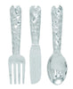 26169 Artistic Cutlery Wall Decor In Metal, Set of Three, Silver-Benzara Wall Decor The Urban Port 