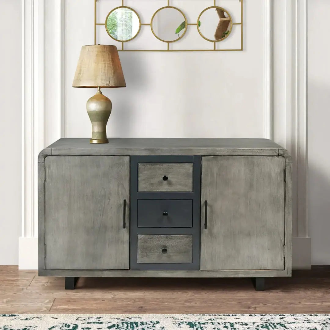 55 Inch Industrial Style Sideboard Console with 2 Cabinets