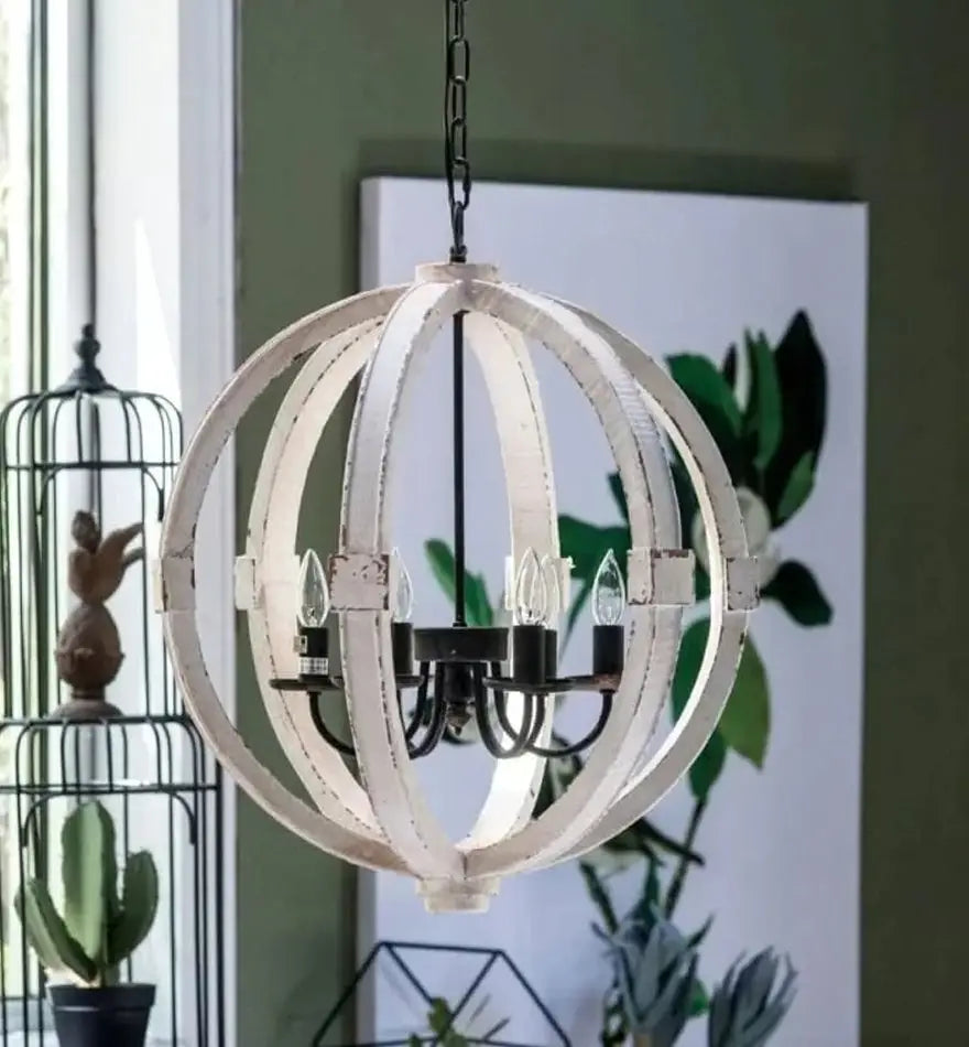 6-Bulb Calder Orb Chandelier With Metal Chain