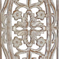 Rectangular Mango Wood Wall Panel Hand Crafted With Intricate Carving White and Brown The Urban Port 34130