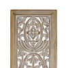 Rectangular Mango Wood Wall Panel Hand Crafted With Intricate Carving White and Brown The Urban Port 34130