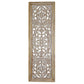 Rectangular Mango Wood Wall Panel Hand Crafted With Intricate Carving White and Brown The Urban Port 34130