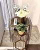 22 19 Inch 2 Piece Nesting End Side Table Set Hexagonal Top Wire Frame Metal Antique Brass By The Urban Port UPT-276802