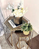 22 19 Inch 2 Piece Nesting End Side Table Set Hexagonal Top Wire Frame Metal Antique Brass By The Urban Port UPT-276802