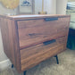 2 Drawer Wooden Nightstand with Metal Angled Legs Black and Brown By The Urban Port UPT-195128