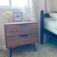 2 Drawer Wooden Nightstand with Metal Angled Legs Black and Brown By The Urban Port UPT-195128