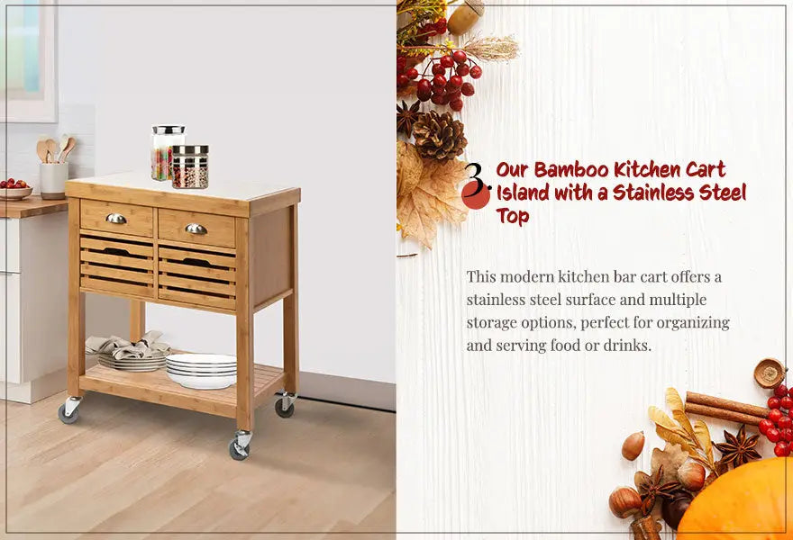 36 Inch Bamboo Kitchen Cart Island