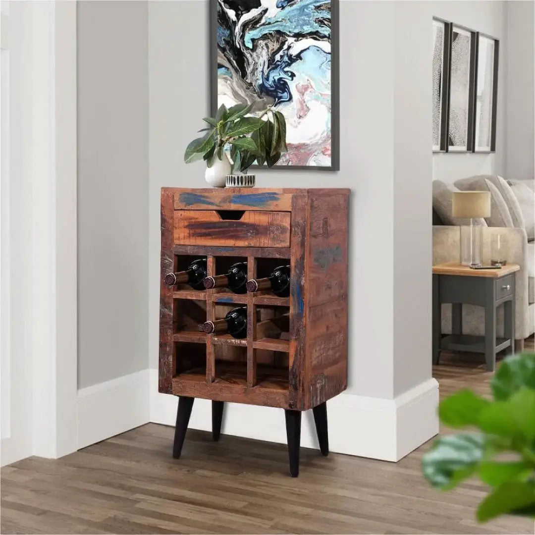 9 Bottle Storage Wine Rack Cabinet