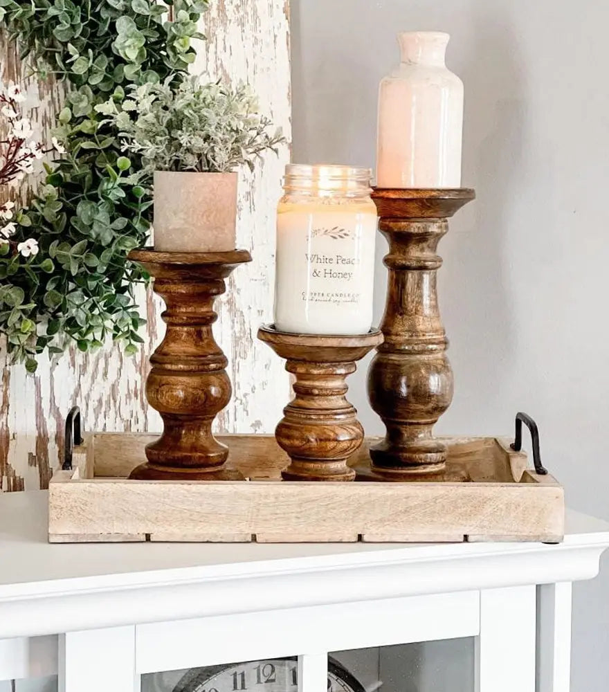 Pillar Shaped Wooden Candle Holder