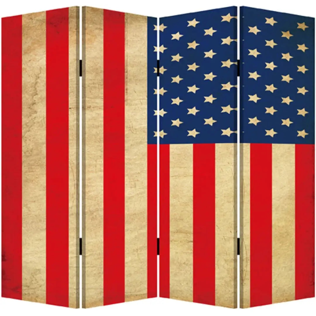 4 Panel Canvas Screen with American Flag Print