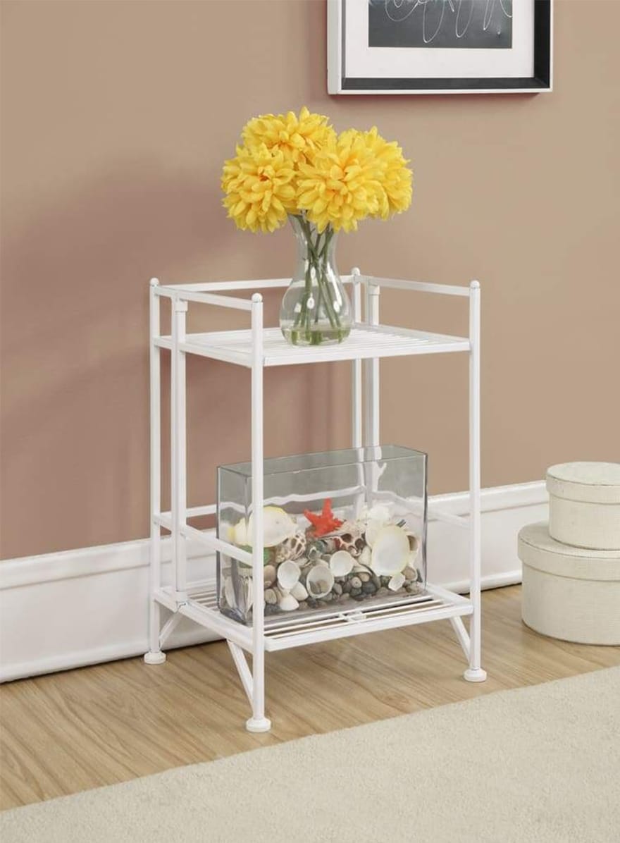 Xtra Storage 2 Tier Folding Metal Shelf