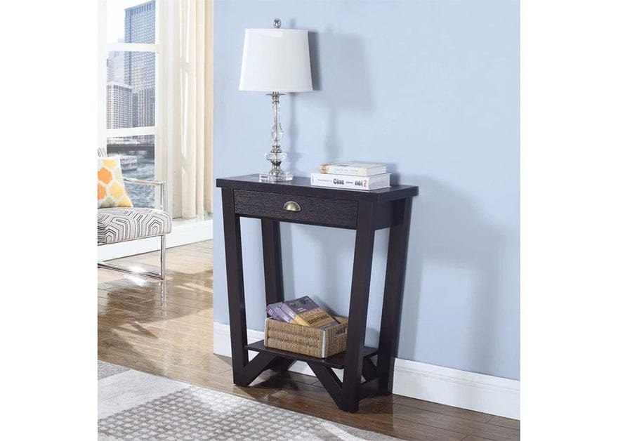 Transitional Style Angled Wooden Console Table