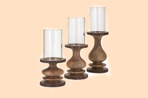 Wood Bark Candle holders