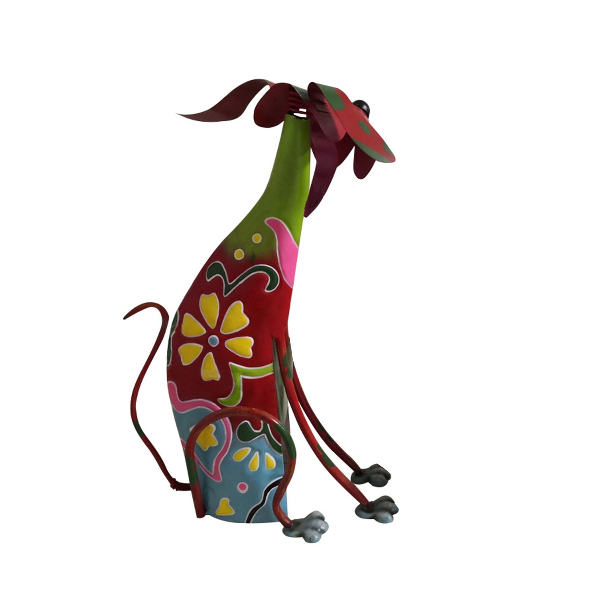 15 Inch Decorative Metal Dog Sculpture Multicolor By Benzara BM04287