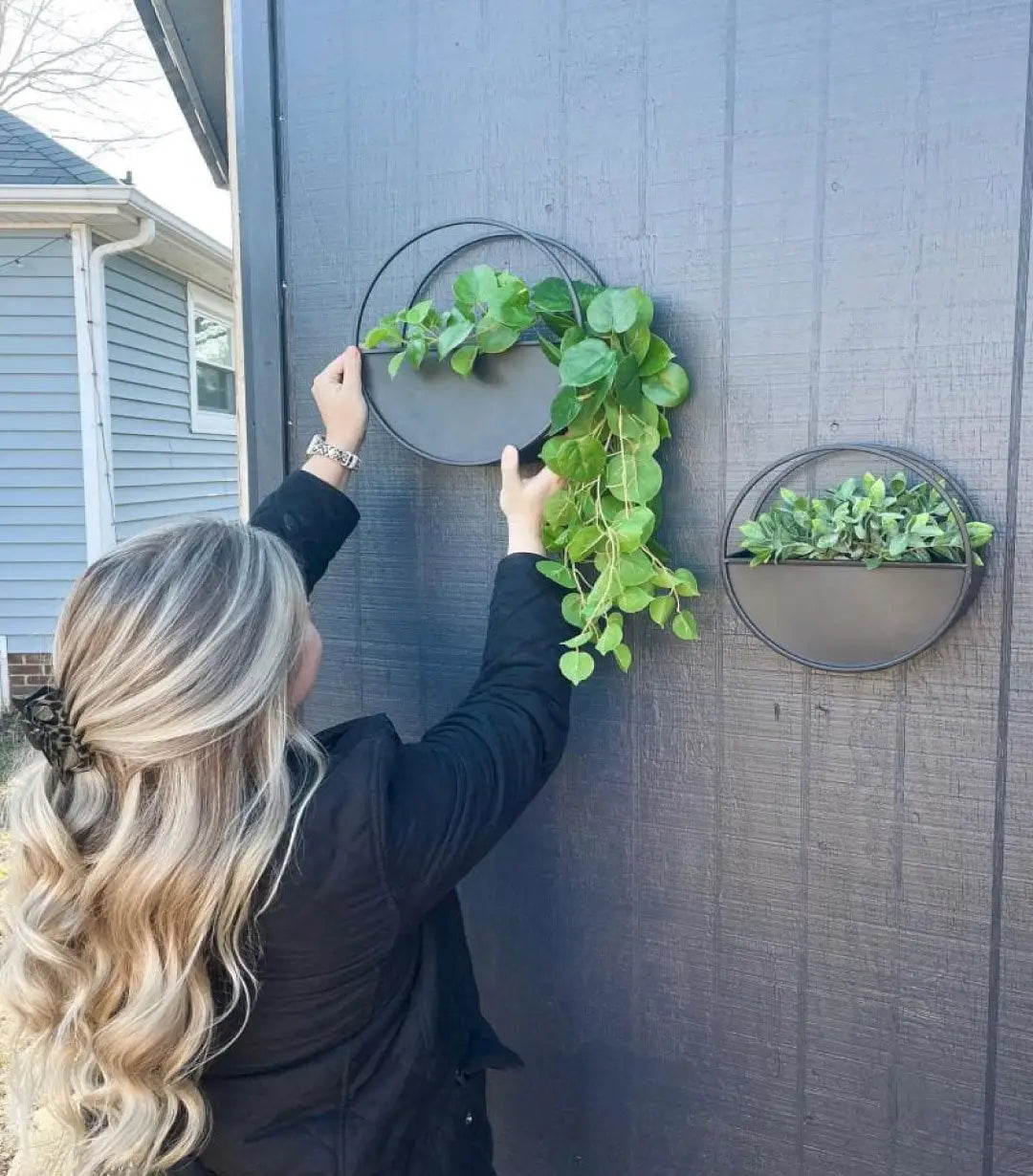 Round Shaped Wall Planter with Metal Frame