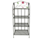 65 Inch Metal Foldable Bakers Rack Four Tier with Flower Motifs Black The Urban Port BM05340