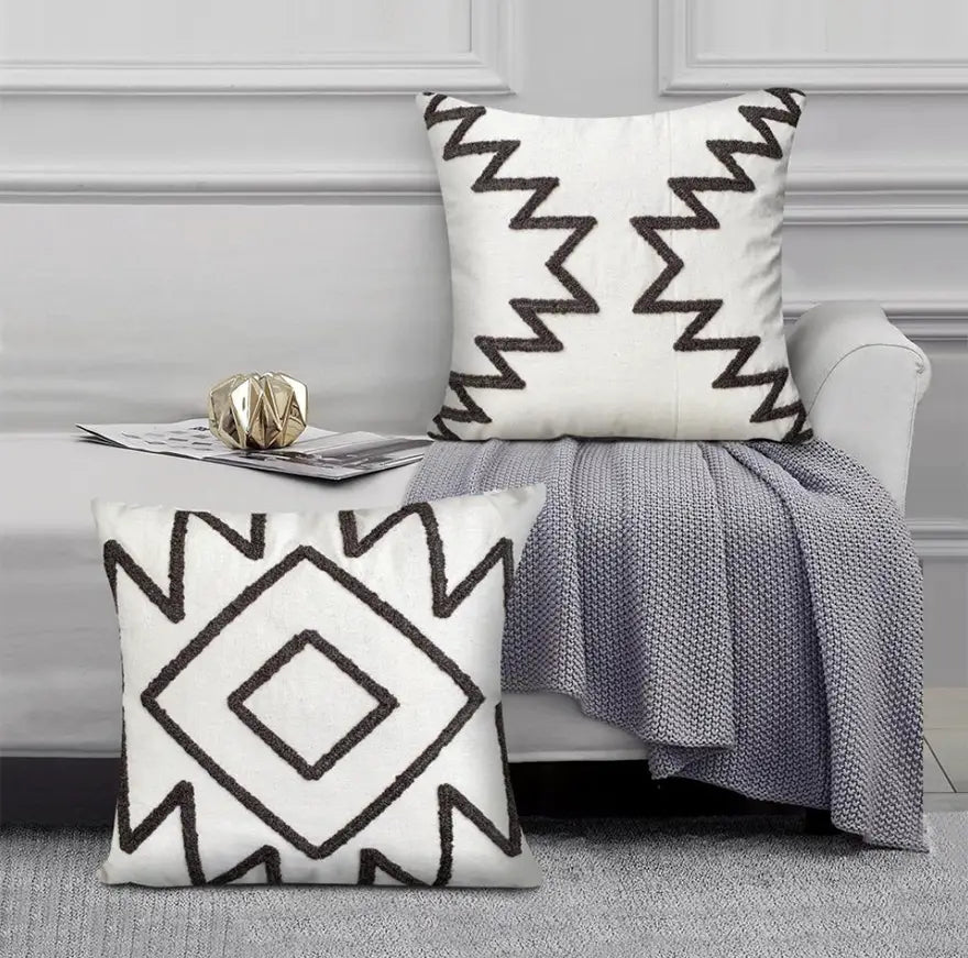 17 x 17 Inch 2 Piece Square Cotton Accent Throw Pillow Set