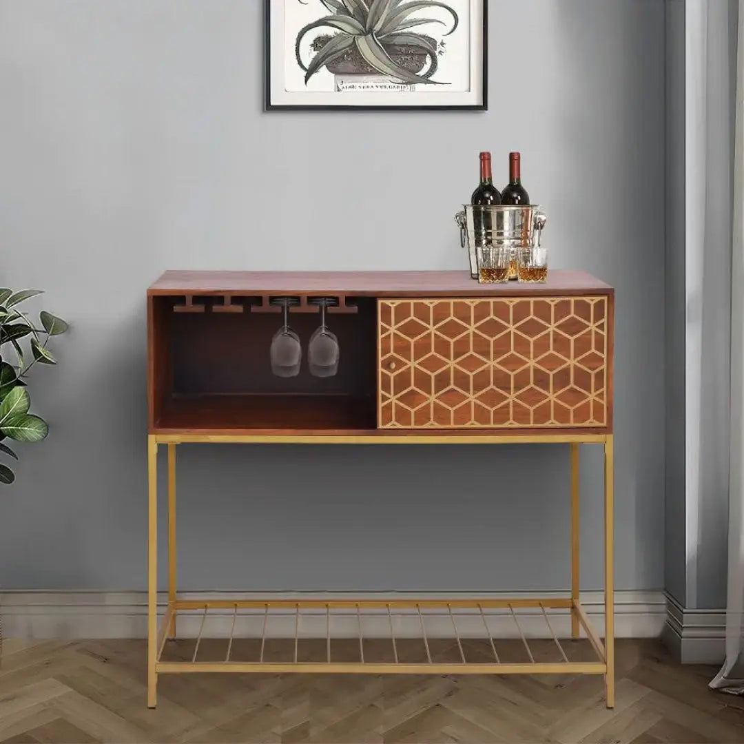 Kalyn 48 Inch Acacia Wood Bar Cabinet