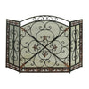 Traditional 3 Panel Metal Fire Screen With Filigree Design Bronze Black The Urban Port 71822