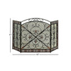 Traditional 3 Panel Metal Fire Screen With Filigree Design Bronze Black The Urban Port BM06168