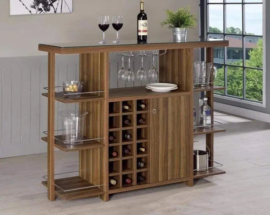 Sturdy Modern Bar Unit with Wine Bottle Storage