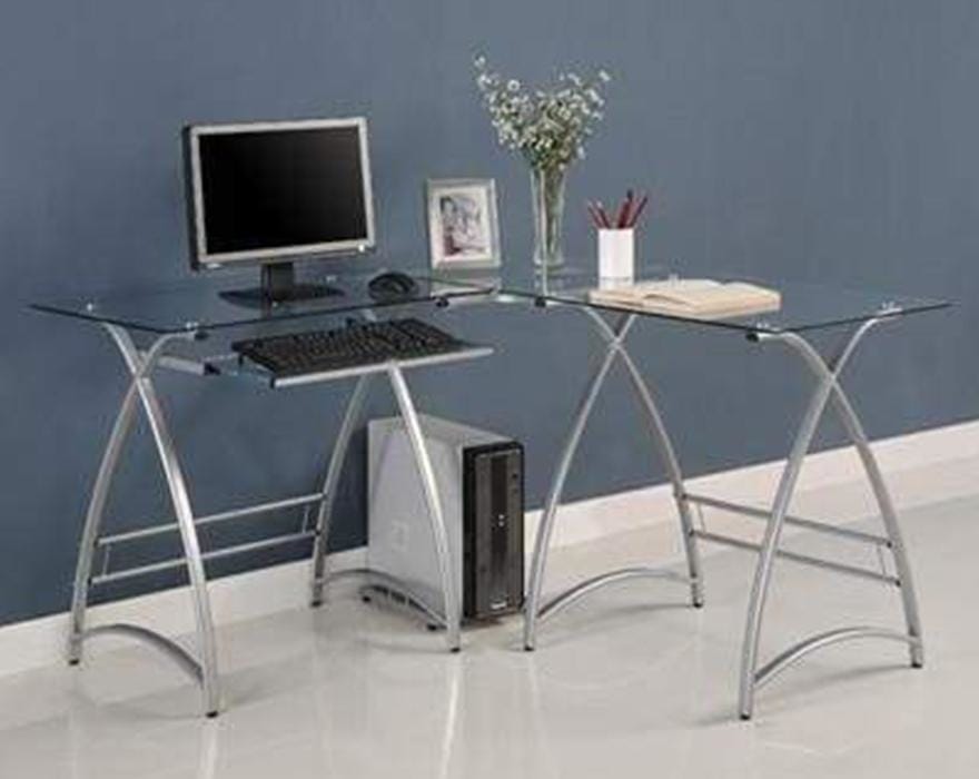 Trendy And Durable L-Shaped Glass Computer Desk