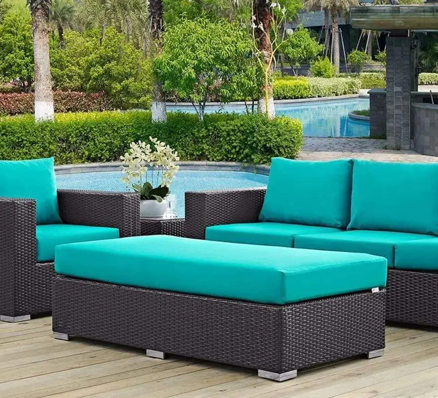 Outdoor Patio Fabric Rectangle Ottoman