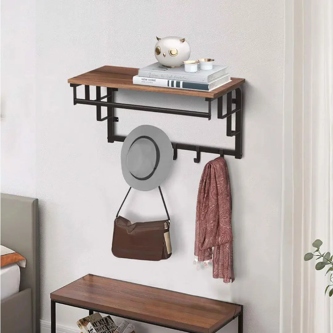 26 Inch Industrial Metal Frame Wall Mount Coat Rack