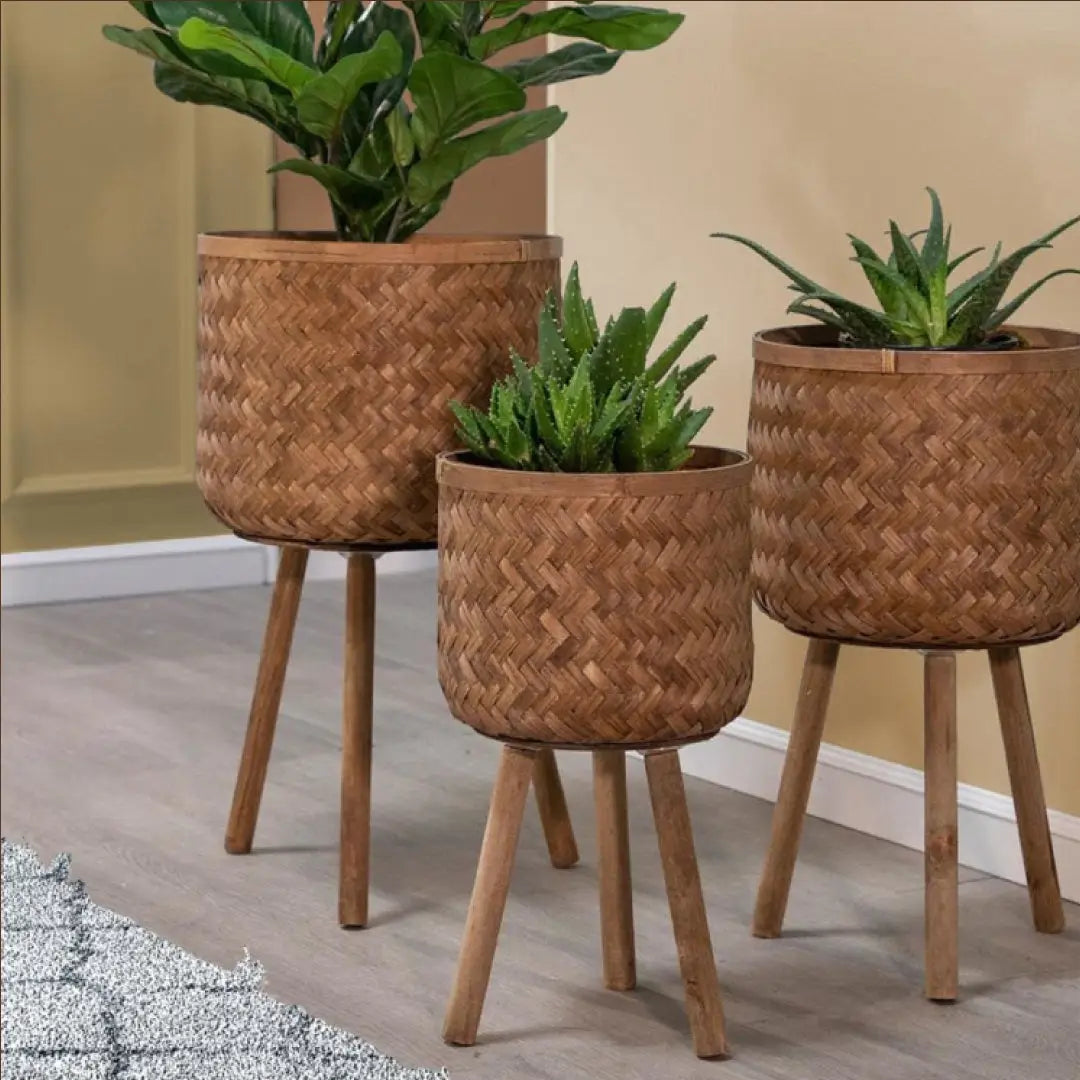 Bamboo Planters with Tripod Legs