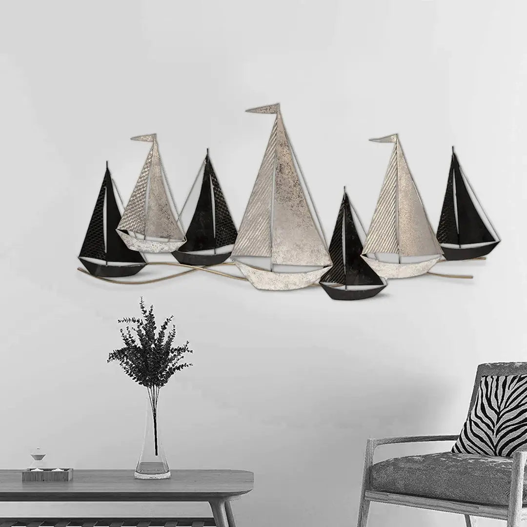 Wall Decor with Metal Sailboats