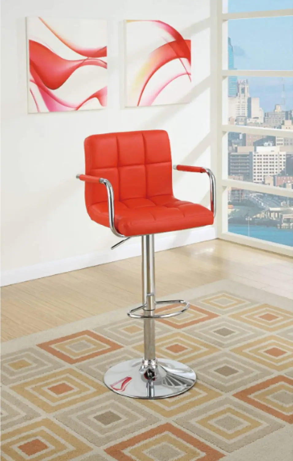 Chair Style Barstool With Faux Leather Seat