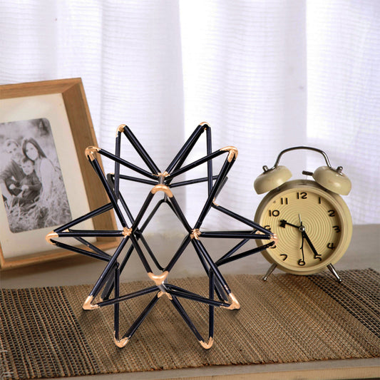 Star Sculpture Art Decor Table Top Figurine Home Decor Accessory Black and Gold