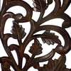 Mango Wood Wall Panel Hand Crafted with Leaves and Scroll Work Motif Brown - BM80949 BM80949