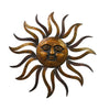 35 Inch Round Wall Mounted Sun Face Accent Decor Carved Rustic Gold and Black Metal The Urban Port 97918