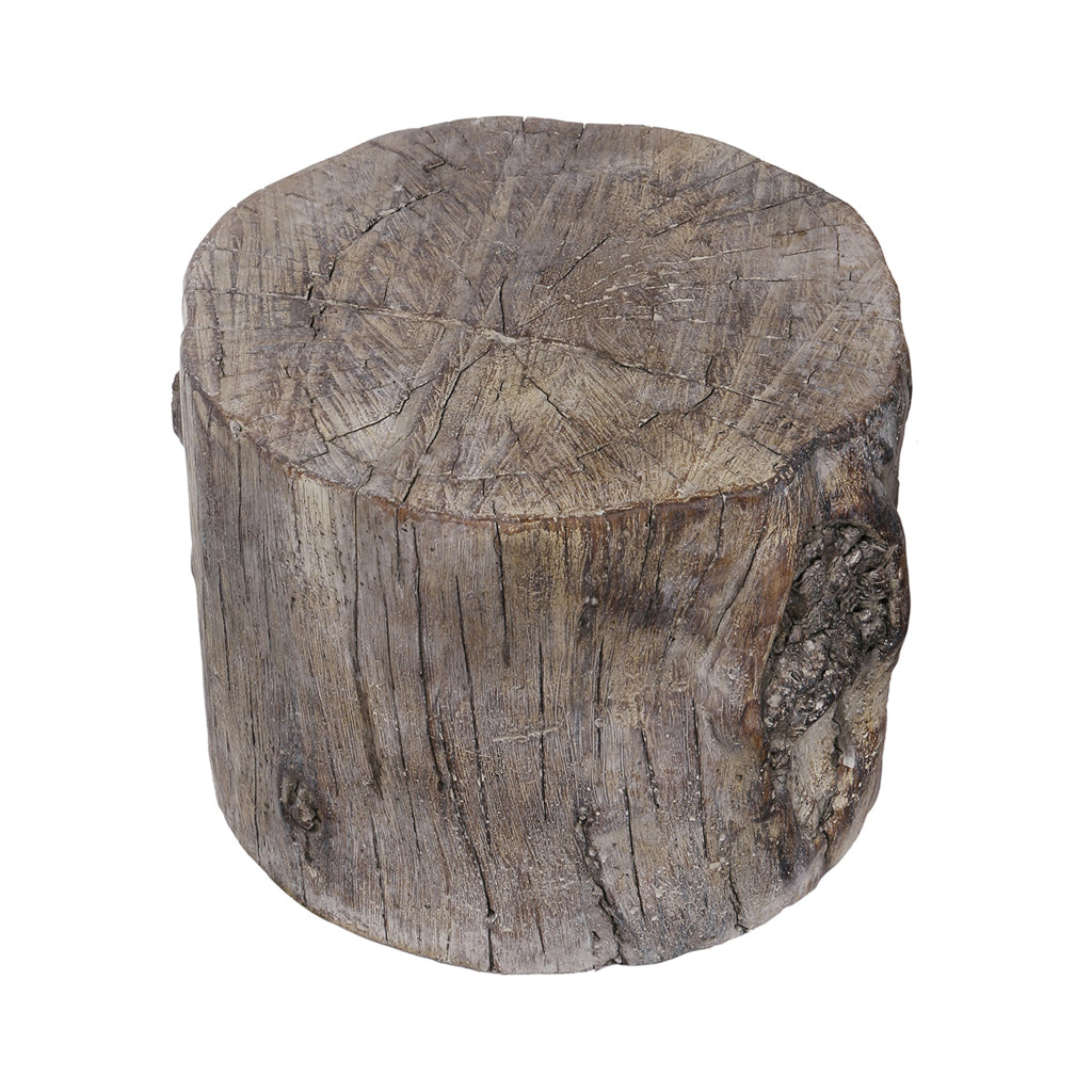 Cement Tree Stump Stool in Round Shape Small Brown By Casagear Home ABH-1412