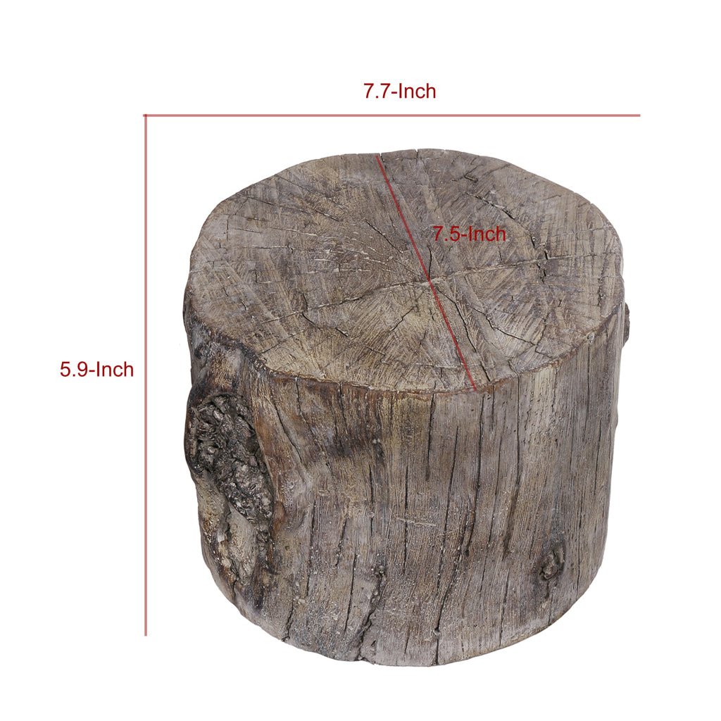 Cement Tree Stump Stool in Round Shape Small Brown By Casagear Home ABH-1412