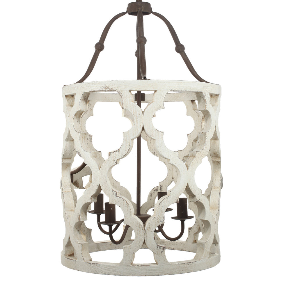 Joliette 4-Light Wood Chandelier White By Casagear Home ABH-40116