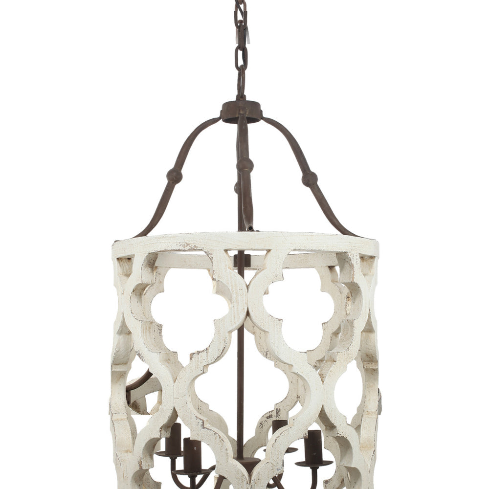 Joliette 4-Light Wood Chandelier White By Casagear Home ABH-40116