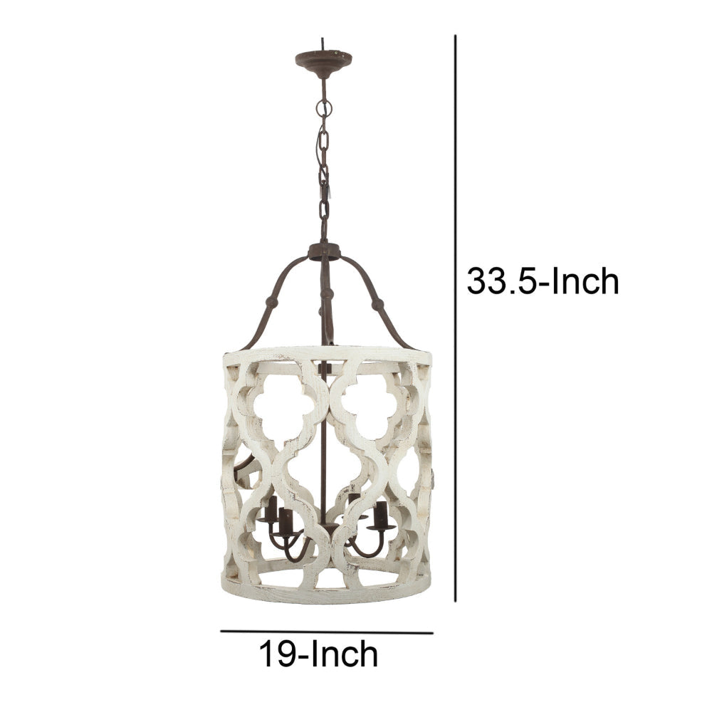 Joliette 4-Light Wood Chandelier White By Casagear Home ABH-40116