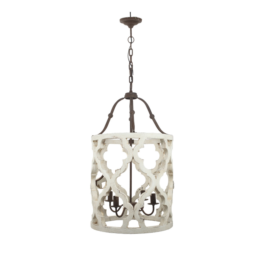 Joliette 4-Light Wood Chandelier White By Casagear Home ABH-40116