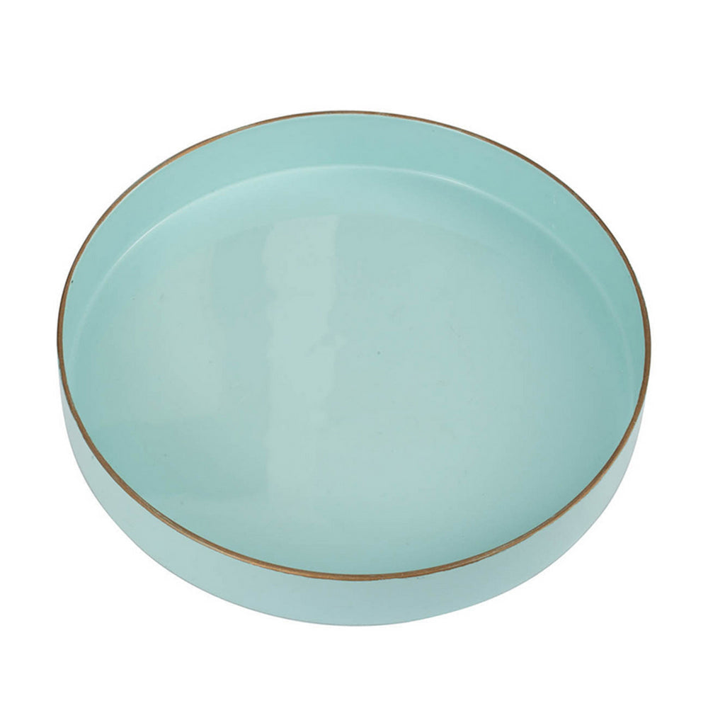 Beautiful Mimosa Round Tray Powder Blue By Casagear Home ABH-42537-TURQ