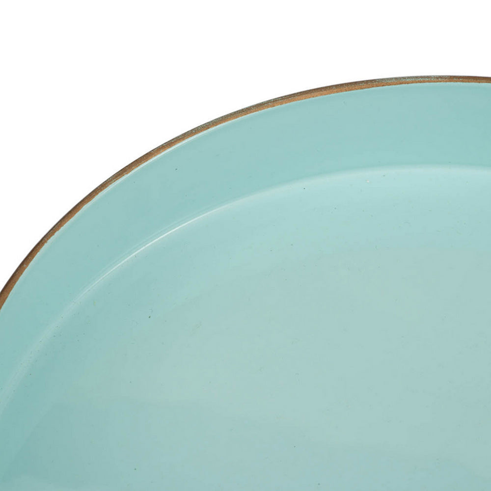 Beautiful Mimosa Round Tray Powder Blue By Casagear Home ABH-42537-TURQ