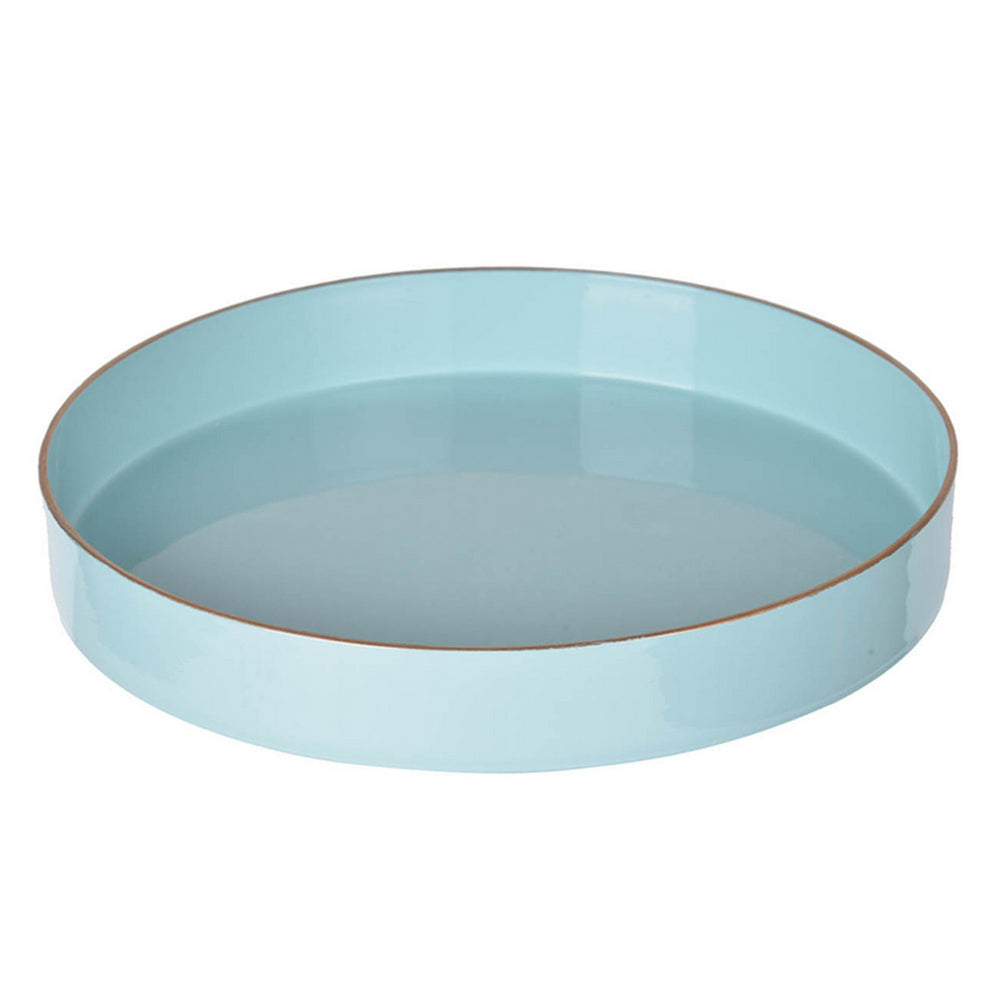 Beautiful Mimosa Round Tray Powder Blue By Casagear Home ABH-42537-TURQ