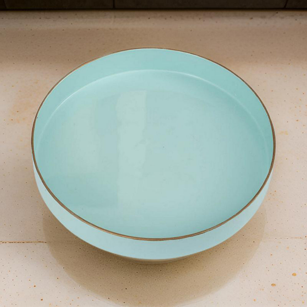 Beautiful Mimosa Round Tray, Powder Blue By Casagear Home