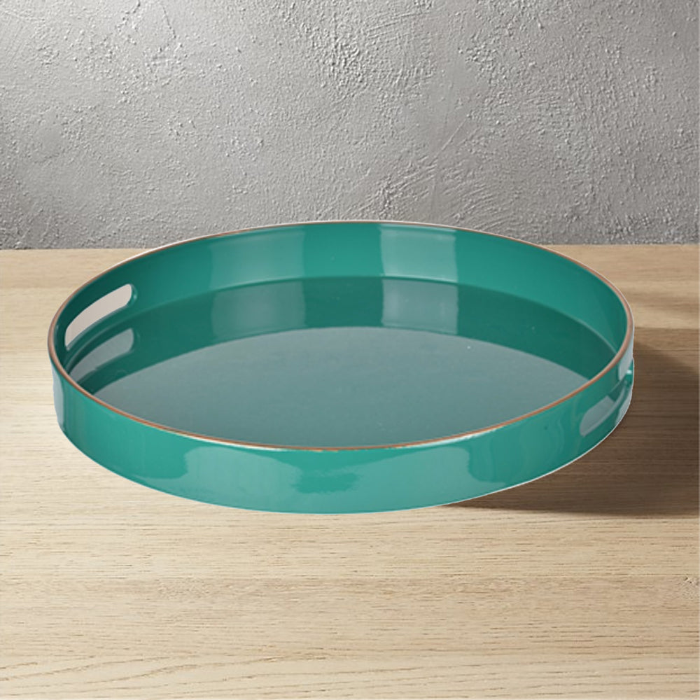 Mimosa Round Tray With Cutout Handles Green By Casagear Home ABH-42544